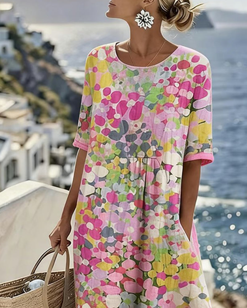 ALENA™ - ELEGANTE ZOMERLIJKE MIDI-JURK MET BLOEMENPATROON