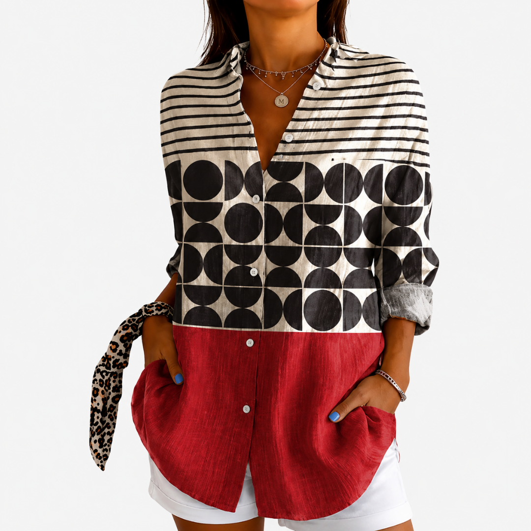 Ginette | Retro Charme Colourblock Blouse