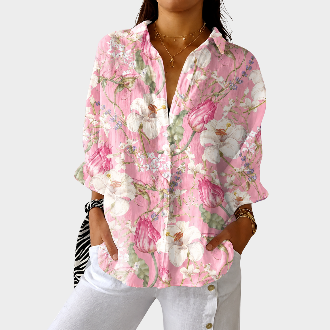 Valérie | Luchtige Kleurrijke Bedrukte Blouse