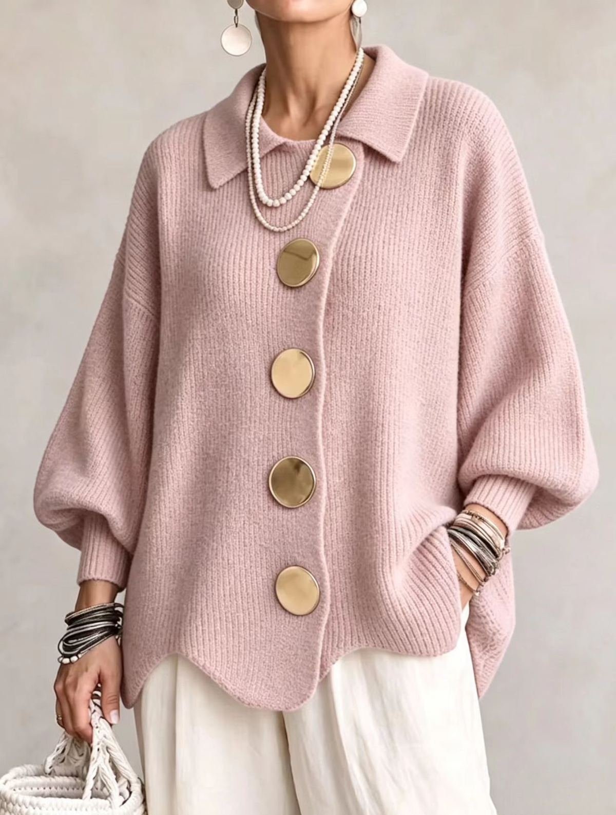 Isadora™ | Elegant Oversized Vest met Statement Knopen