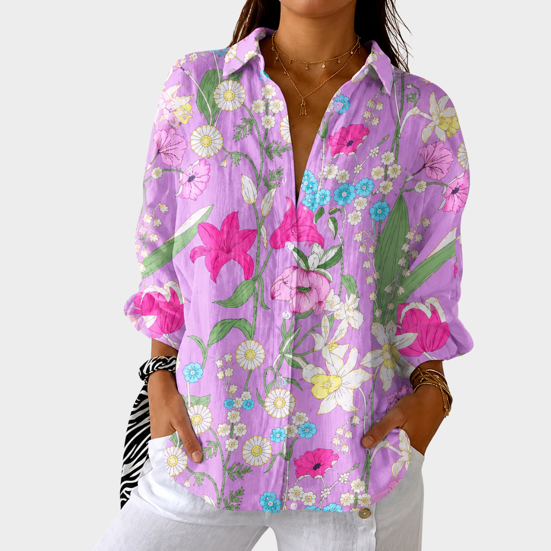 Suzanne | Luchtige Kleurrijke Bedrukte Blouse