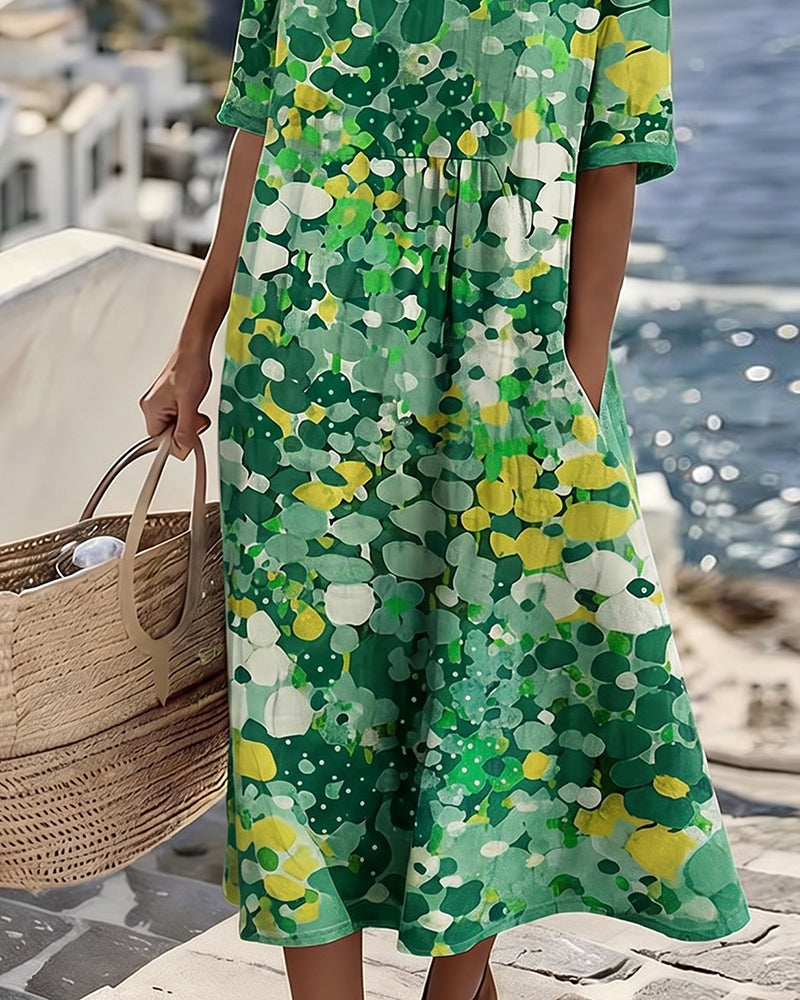 ALENA™ - ELEGANTE ZOMERLIJKE MIDI-JURK MET BLOEMENPATROON