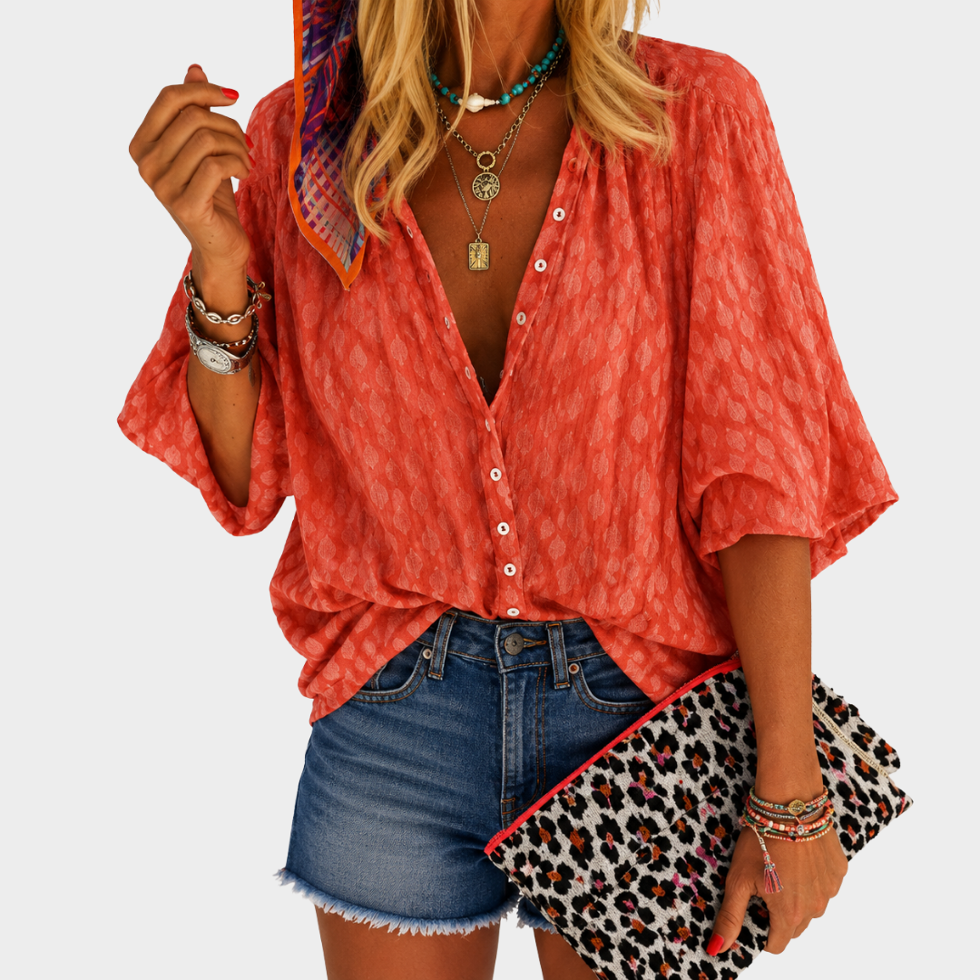 Josette | Koraal Bries Knoop Blouse