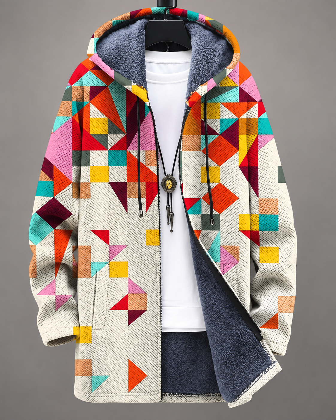 Riva™ | Kleurrijk Vest Met Capuchon En Geometrische Print