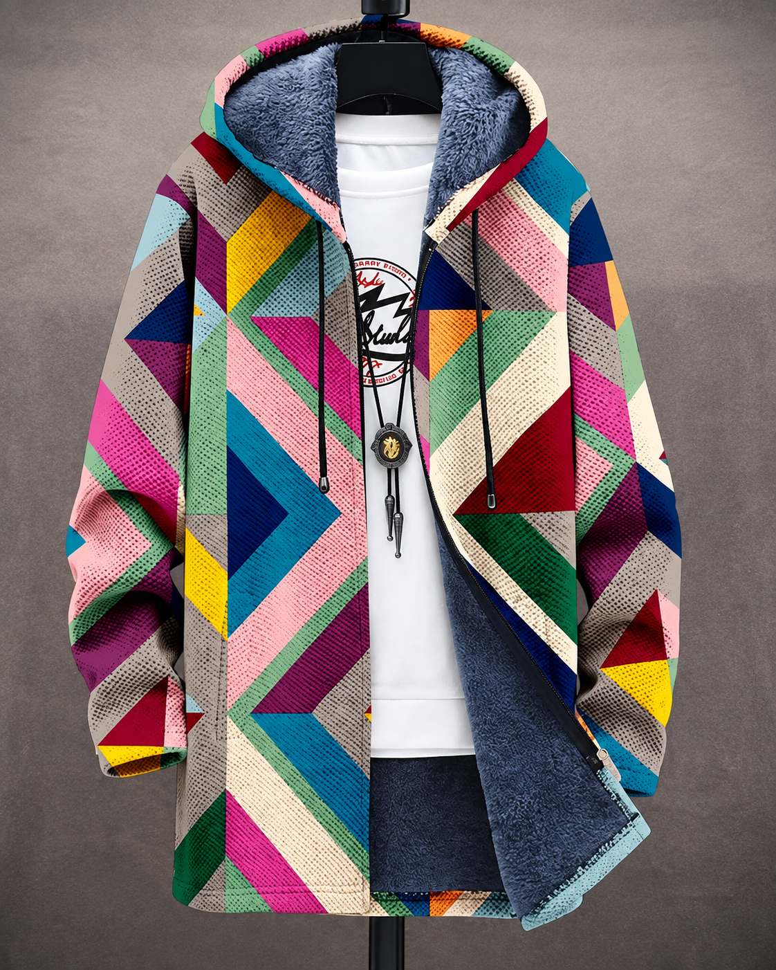Riva™ | Kleurrijk Vest Met Capuchon En Geometrische Print