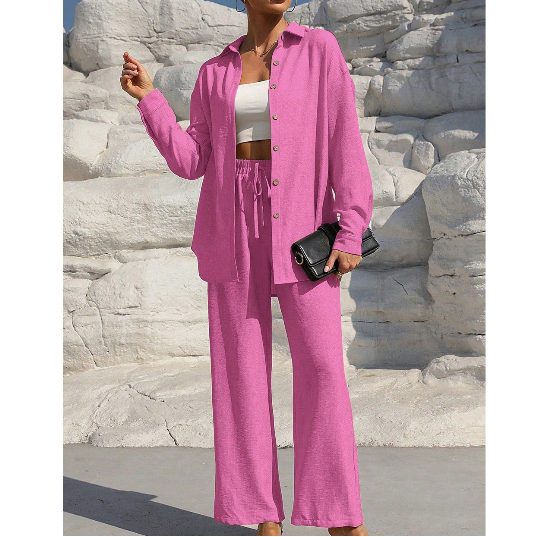 VANORA™ – Comfortabele Blouse met Lange Mouwen en Broek Co-ord Set