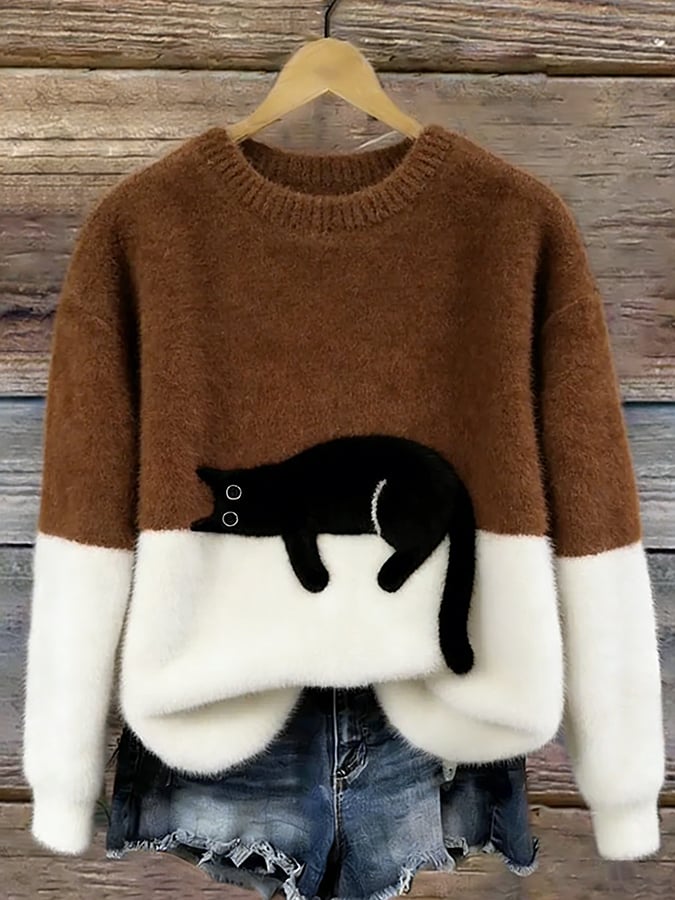 Lina™ | Ruimvallende Trui met Kattenprint