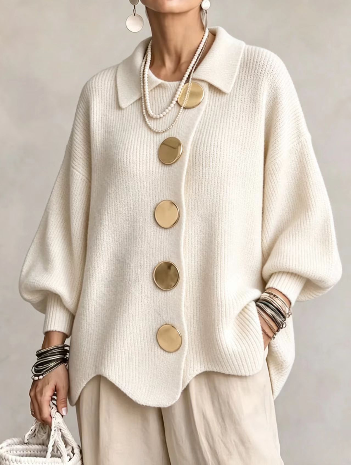 Isadora™ | Elegant Oversized Vest met Statement Knopen