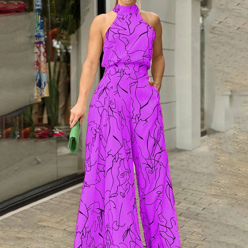 QIANA™ - Elegante Brede Pijpen Halsband Mouwloze Zomer Jumpsuit