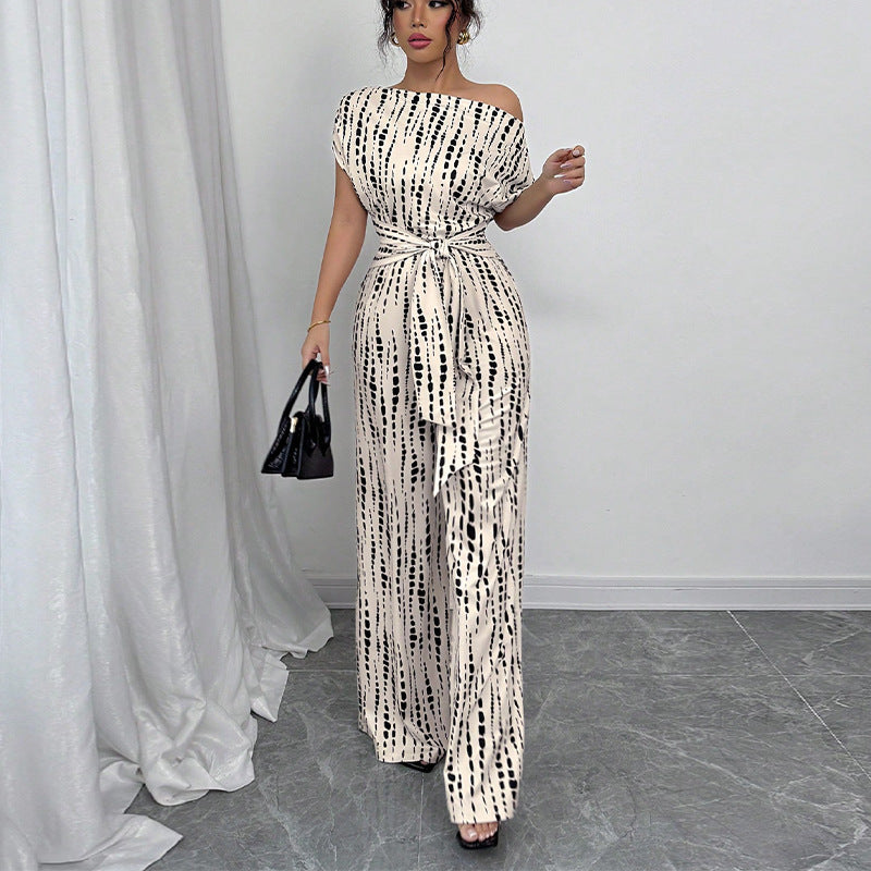 KENDI™ - Elegante Wijde-Pijpen Schuin Strap Jumpsuit