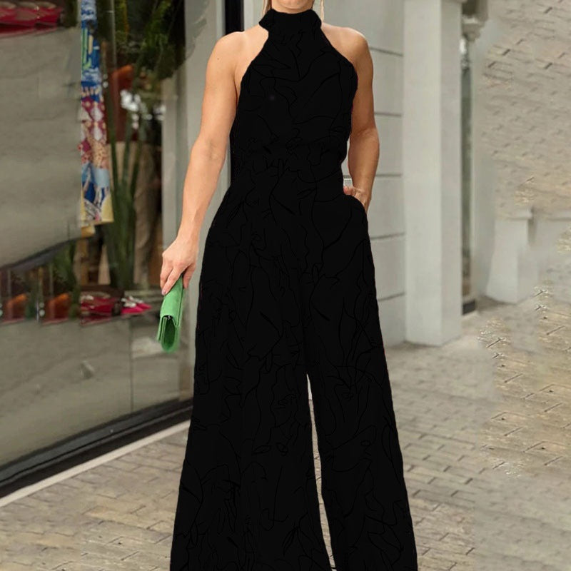 QIANA™ - Elegante Brede Pijpen Halsband Mouwloze Zomer Jumpsuit