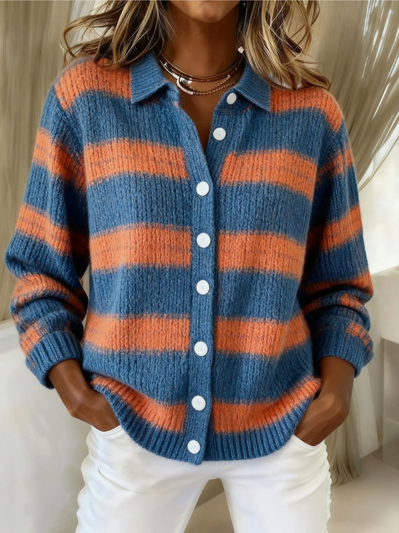 Monique | Gestreept Gebreid Vest