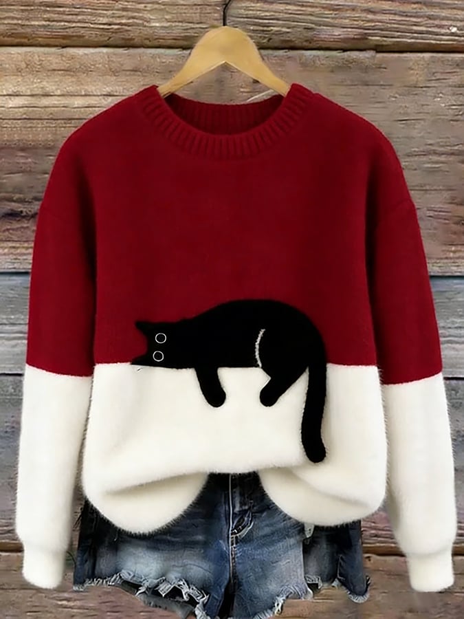 Lina™ | Ruimvallende Trui met Kattenprint