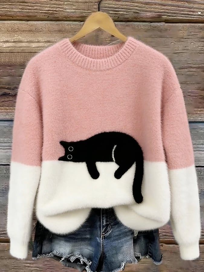 Lina™ | Ruimvallende Trui met Kattenprint