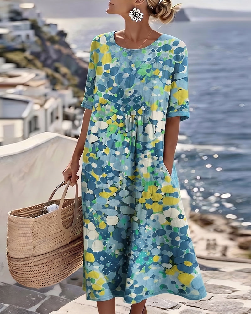 ALENA™ - ELEGANTE ZOMERLIJKE MIDI-JURK MET BLOEMENPATROON