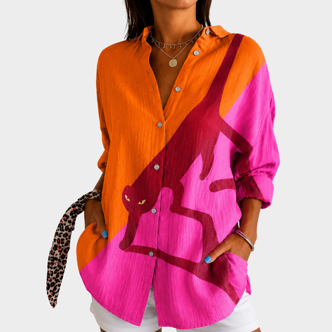 Sylvie | Zonsondergang Safari Statement Blouse