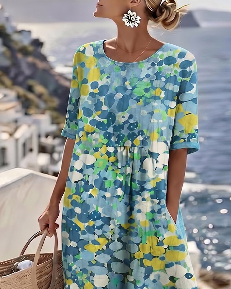 ALENA™ - ELEGANTE ZOMERLIJKE MIDI-JURK MET BLOEMENPATROON