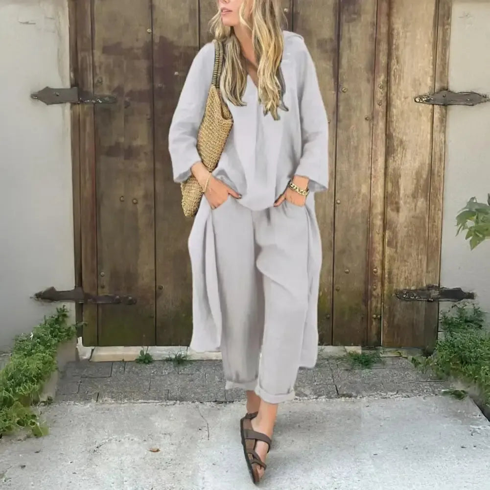 Lucía | Ontspannen Lange Vest en Brede Pantalon Twee-Delige Set