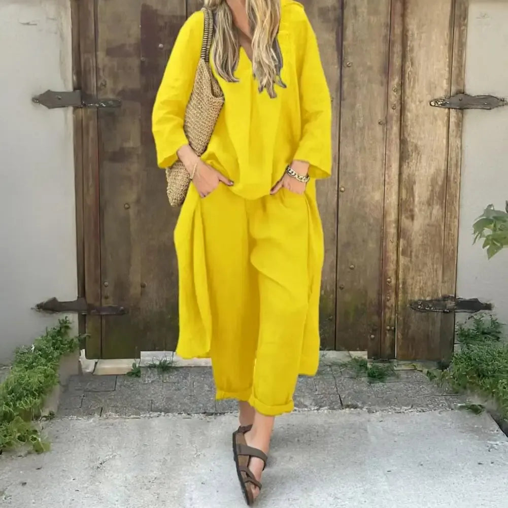 Lucía | Ontspannen Lange Vest en Brede Pantalon Twee-Delige Set