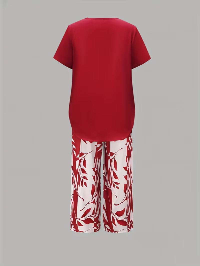 Arvessa | Casual Bladprint Twee Delige Set