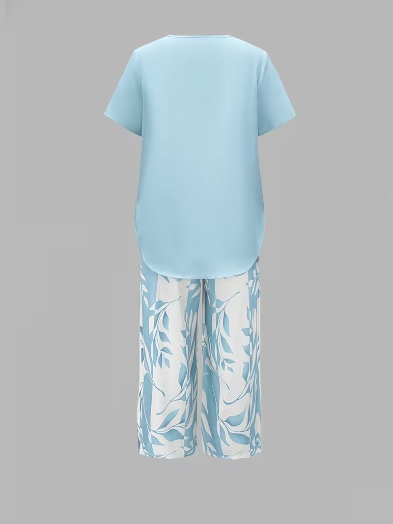 Arvessa | Casual Bladprint Twee Delige Set