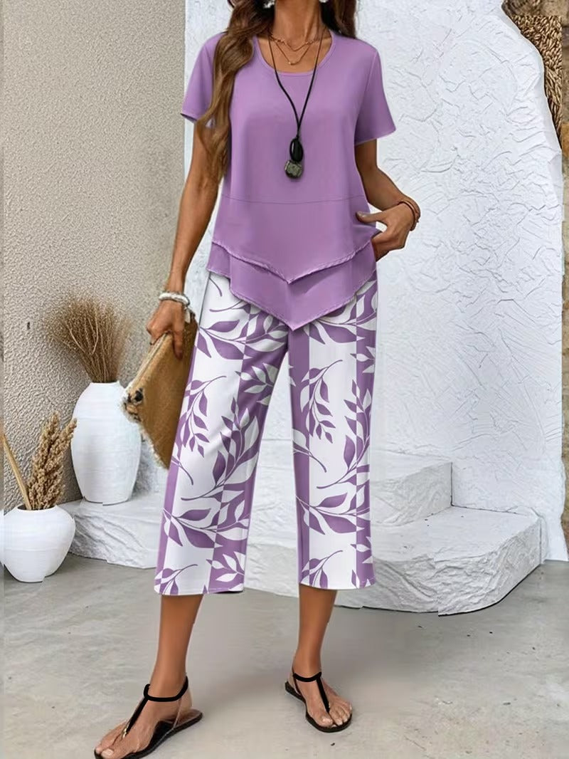 Arvessa | Casual Bladprint Twee Delige Set