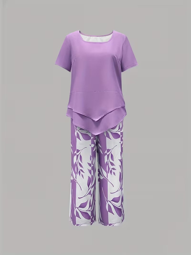 Arvessa | Casual Bladprint Twee Delige Set