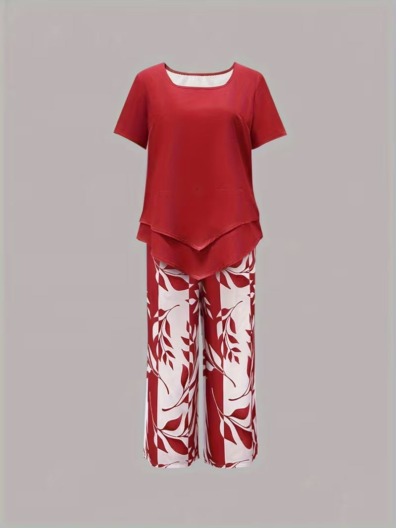 Arvessa | Casual Bladprint Twee Delige Set