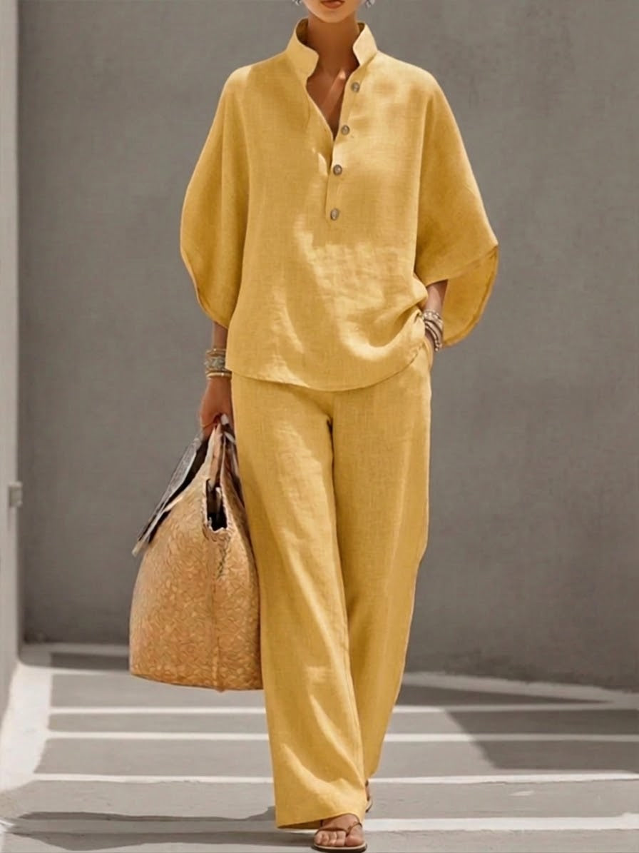 Mariel | Jumpsuit met vleermuismouwen en wijde broek