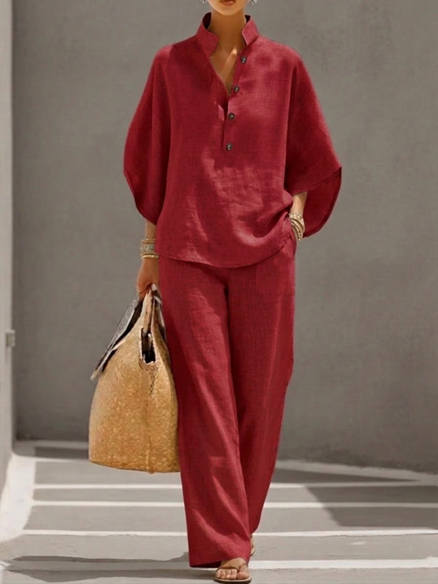 Mariel | Jumpsuit met vleermuismouwen en wijde broek