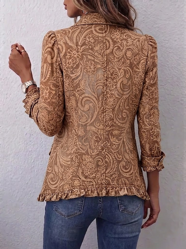 Suzanne | Vintage Bohemian Bloemen Print Geplooide Jas
