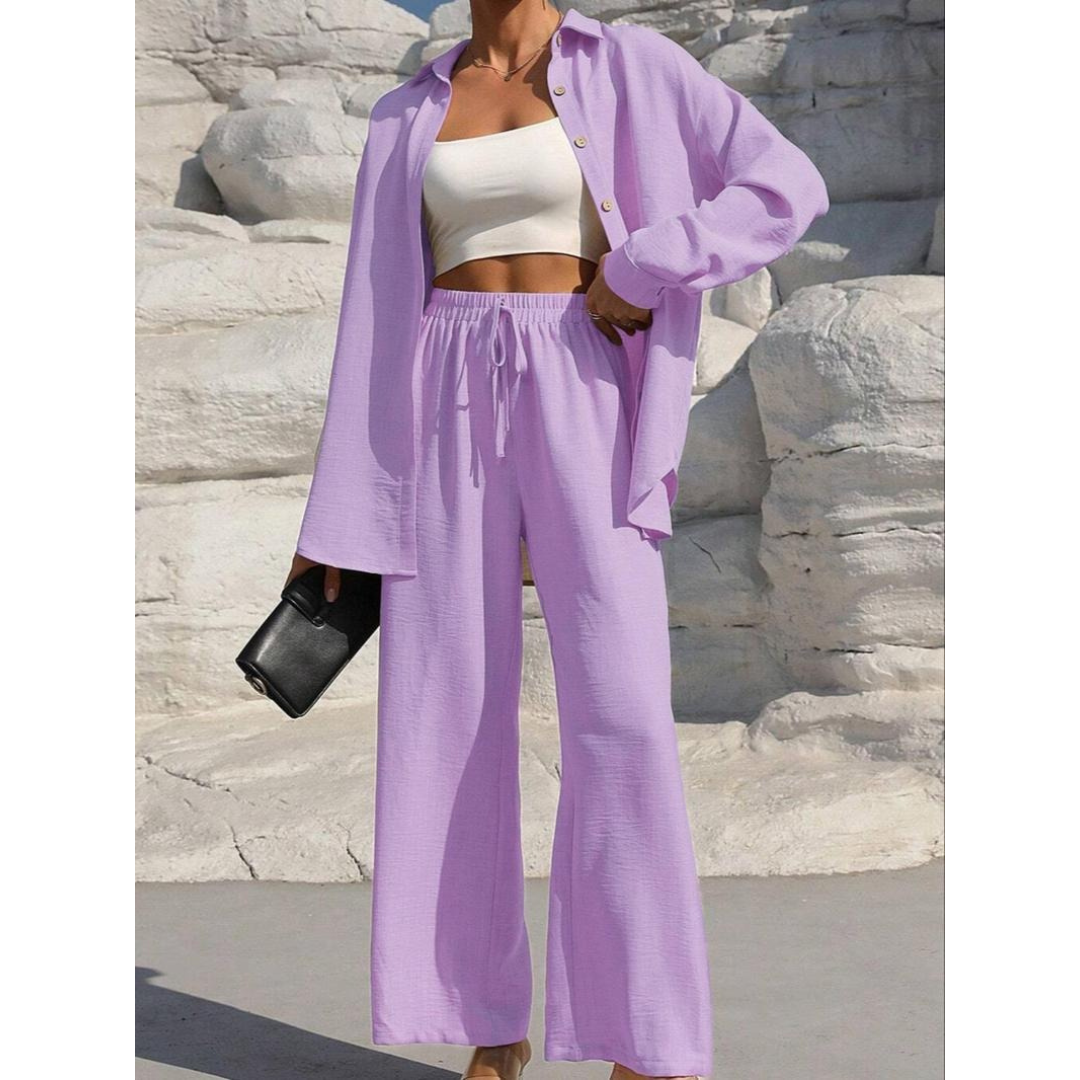 VANORA™ – Comfortabele Blouse met Lange Mouwen en Broek Co-ord Set