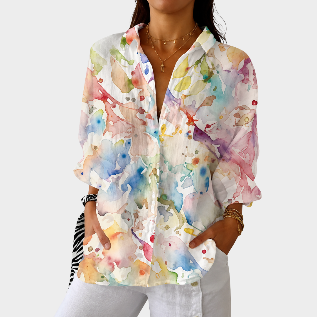 Régine | Luchtige Kleurrijke Bedrukte Blouse
