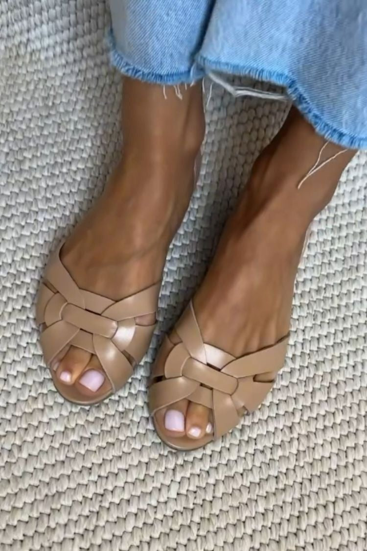 Serafina gevlochten sandalen in cognac