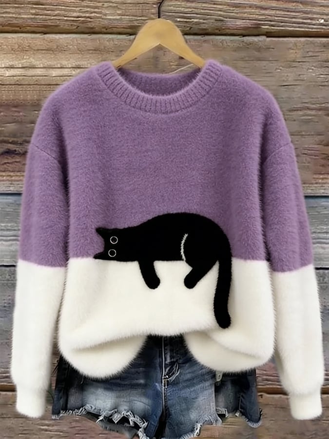 Lina™ | Ruimvallende Trui met Kattenprint