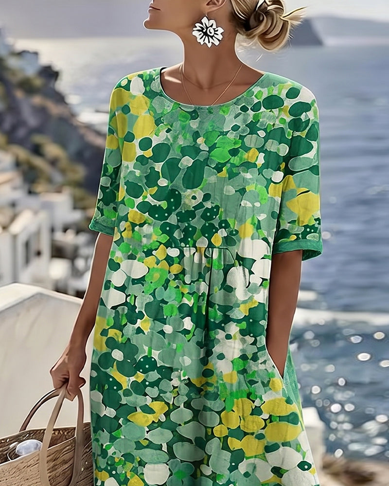 ALENA™ - ELEGANTE ZOMERLIJKE MIDI-JURK MET BLOEMENPATROON