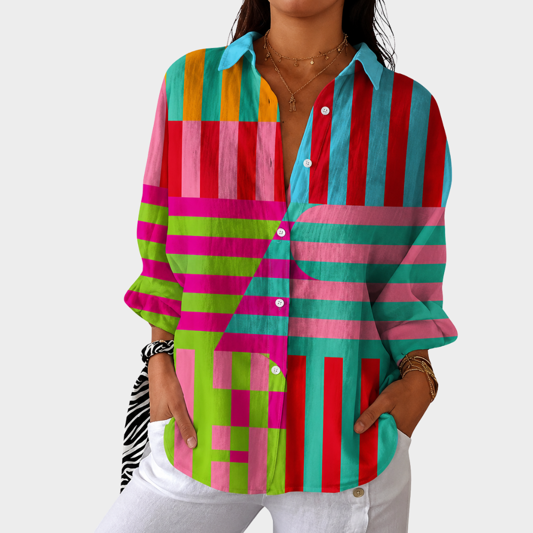 Andrée | Luchtige Kleurrijke Bedrukte Blouse