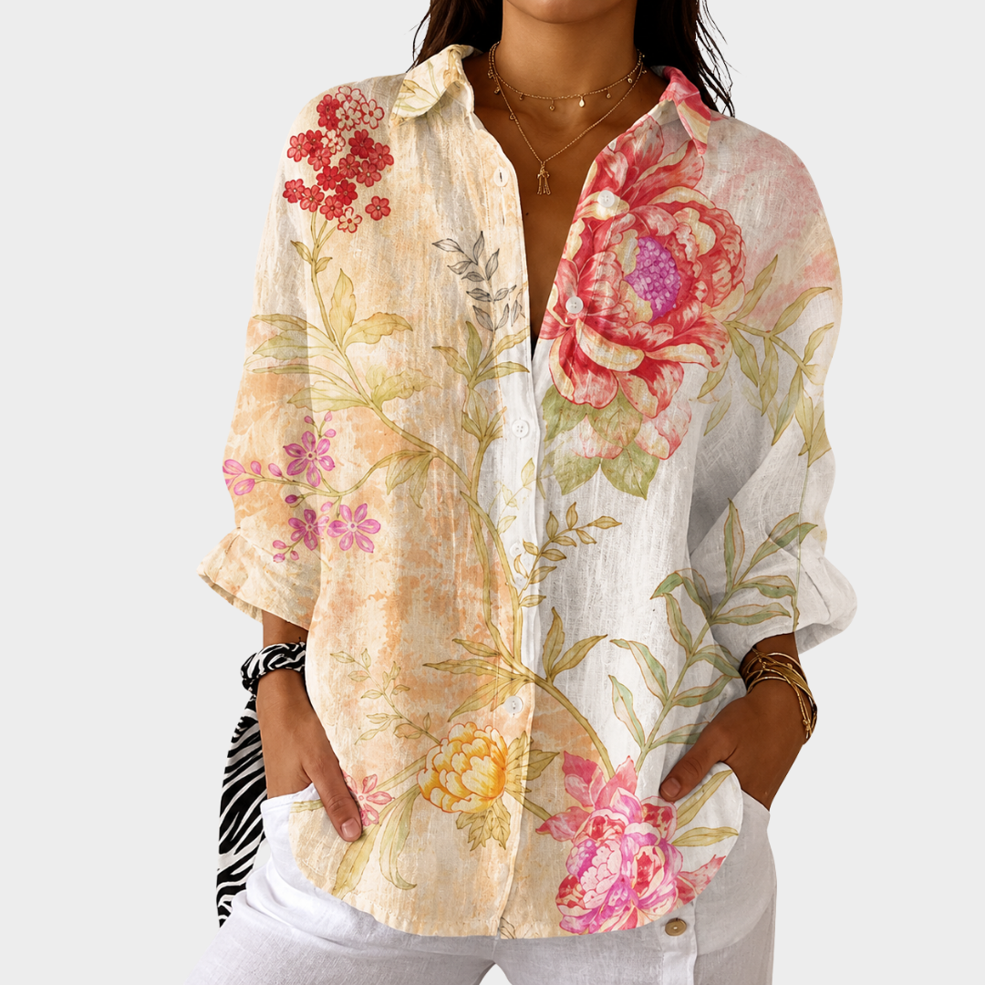 Irène | Luchtige Kleurrijke Bedrukte Blouse