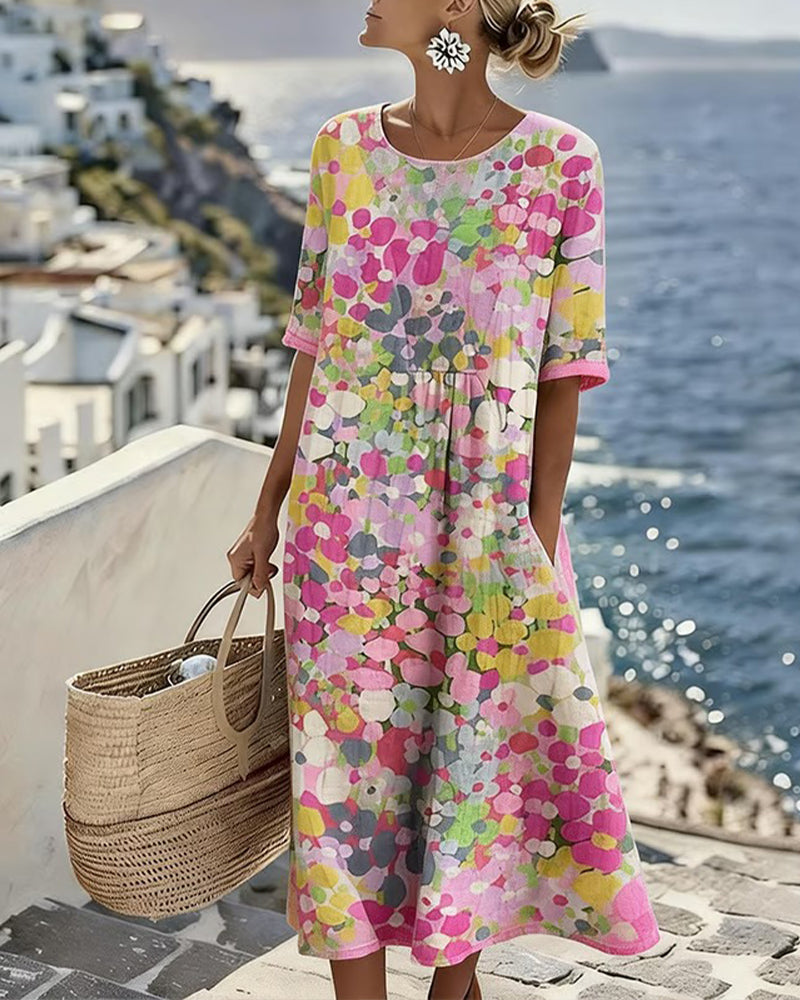 ALENA™ - ELEGANTE ZOMERLIJKE MIDI-JURK MET BLOEMENPATROON