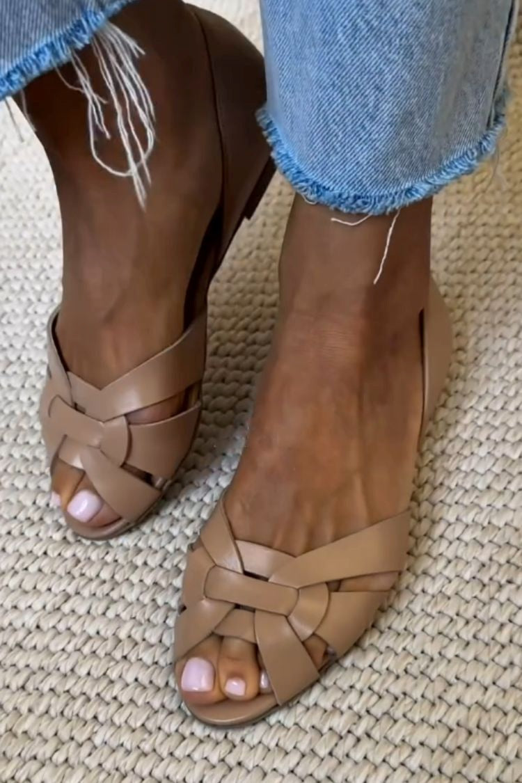 Serafina gevlochten sandalen in cognac