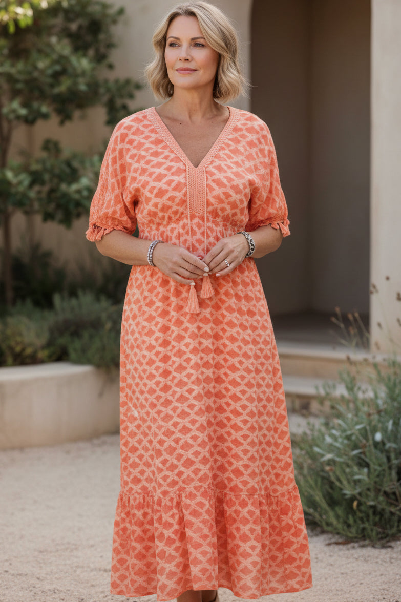 LAYLA - VIBRANTE GEOMETRISCHE MIDI JURK