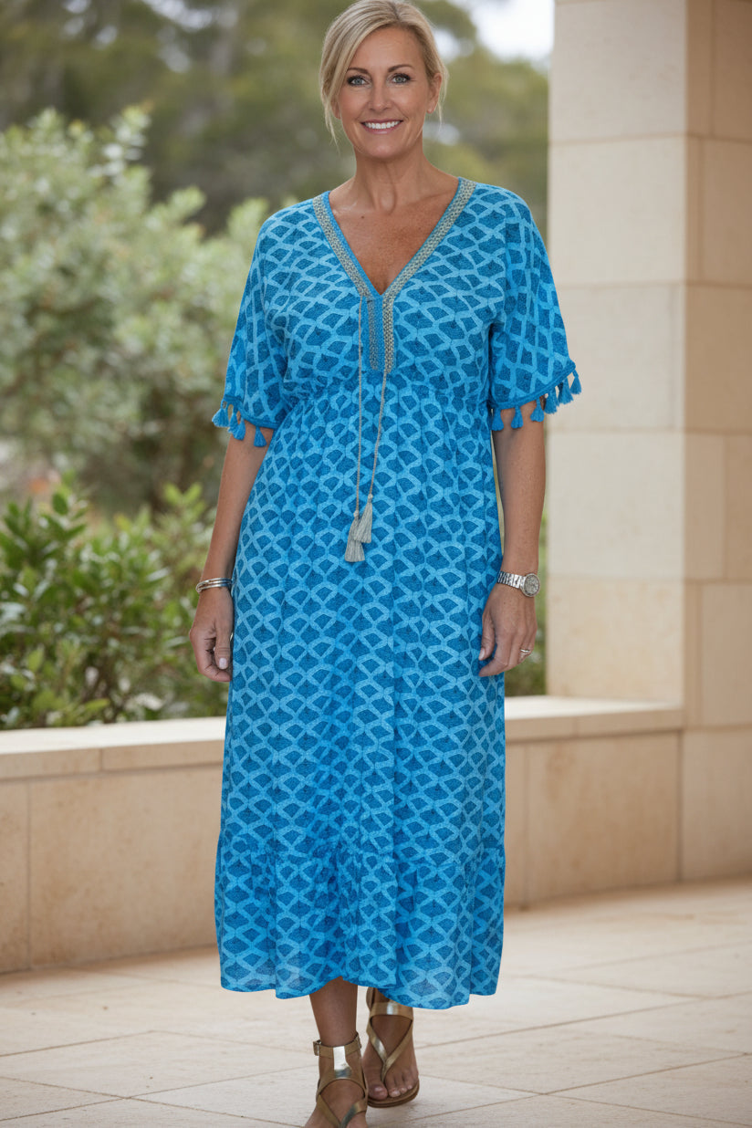 LAYLA - VIBRANTE GEOMETRISCHE MIDI JURK