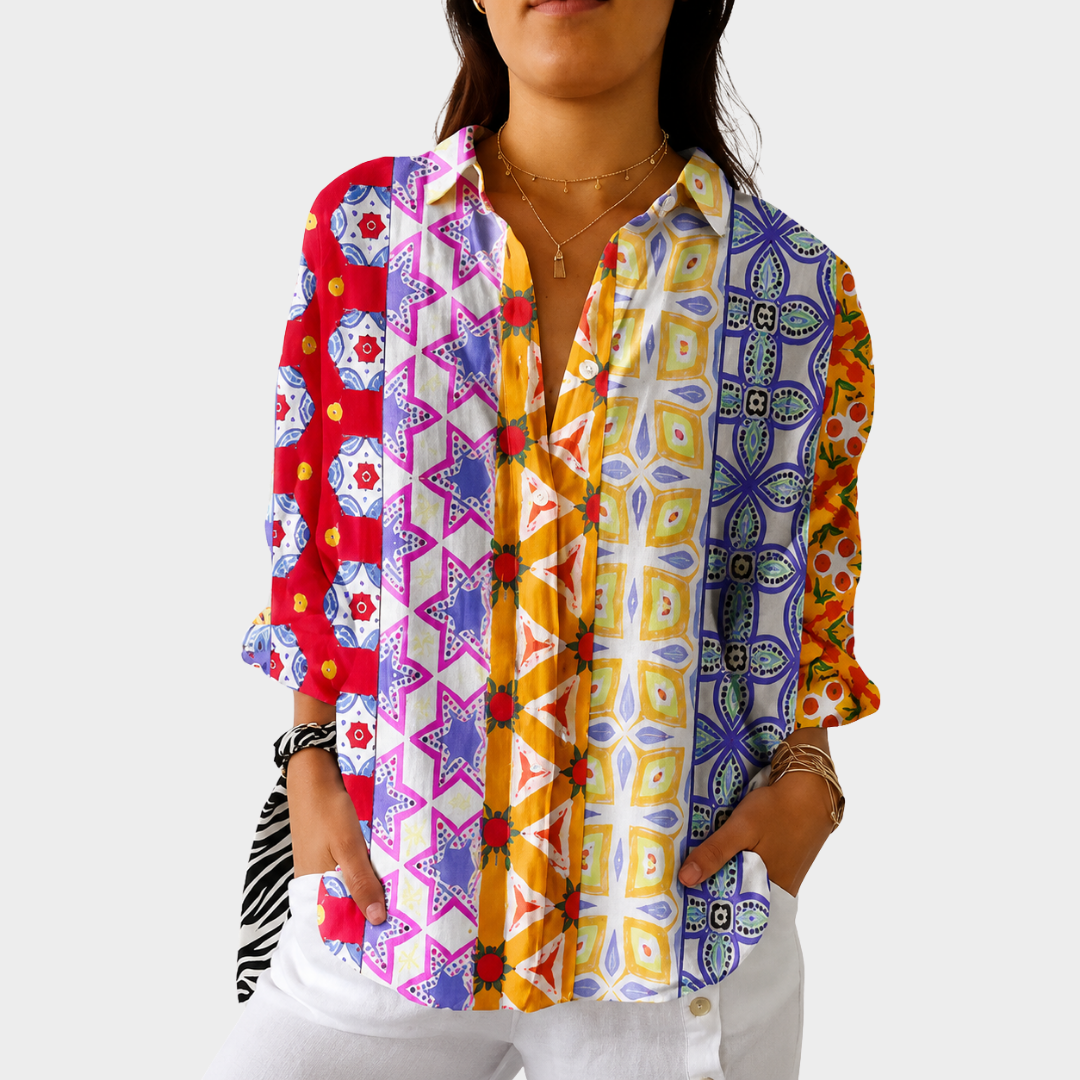 Danielle | Luchtige Kleurrijke Bedrukte Blouse