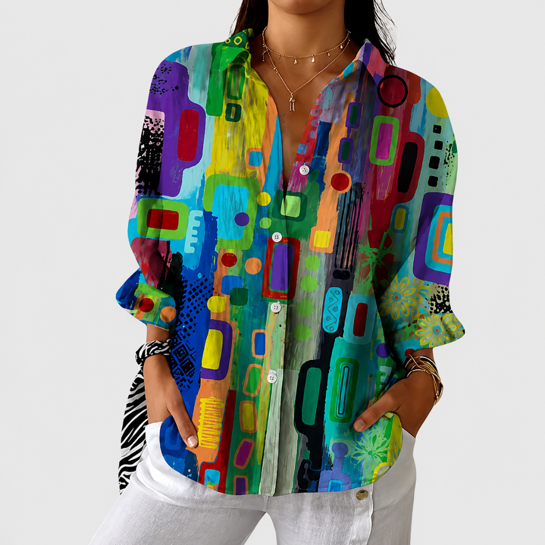 Angèle | Luchtige Kleurrijke Bedrukte Blouse