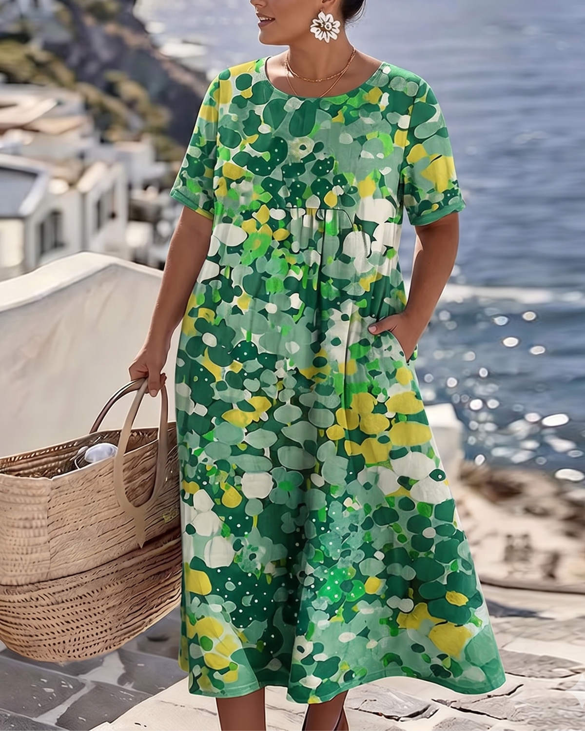 ALENA™ - ELEGANTE ZOMERLIJKE MIDI-JURK MET BLOEMENPATROON