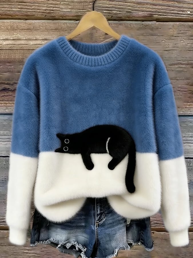 Lina™ | Ruimvallende Trui met Kattenprint