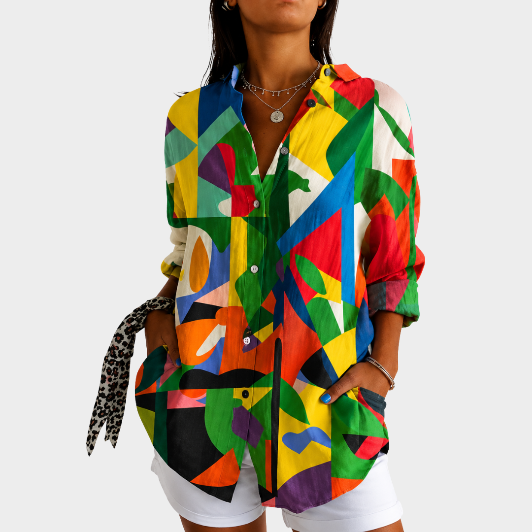 Nicole | Kleurenspat Kunst Blouse