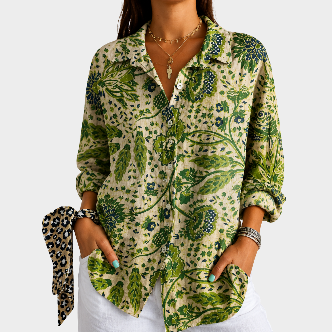 Denise | Groene Tuin Ontsnapping Blouse