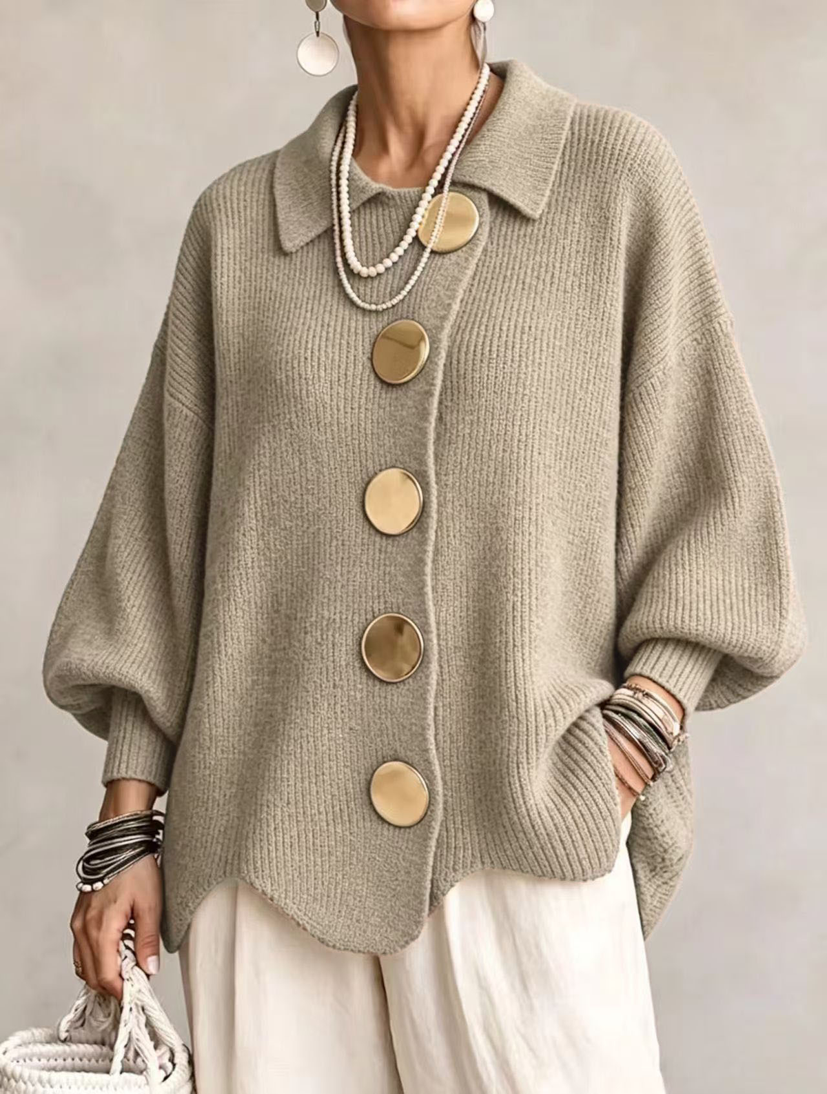 Isadora™ | Elegant Oversized Vest met Statement Knopen