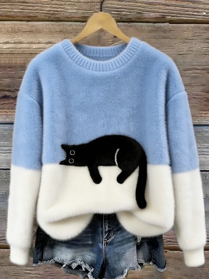 Lina™ | Ruimvallende Trui met Kattenprint